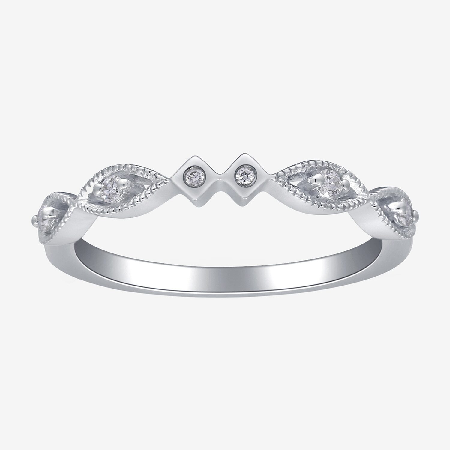 Limited Quantities! Womens 2MM Diamond Accent Natural White Diamond 14K White Gold Band