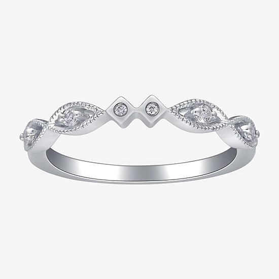 Limited Quantities! Womens 2MM Diamond Accent Natural White Diamond 14K White Gold Band