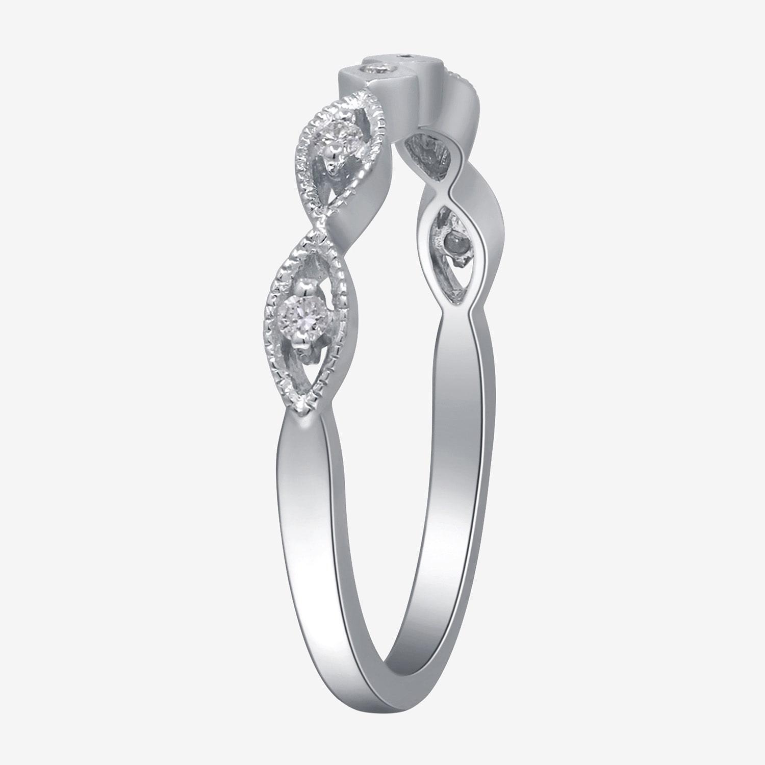 Limited Quantities! Womens 2MM Diamond Accent Natural White Diamond 14K White Gold Band