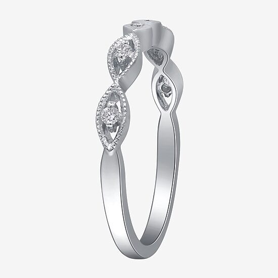 Limited Quantities! Womens 2MM Diamond Accent Natural White Diamond 14K White Gold Band