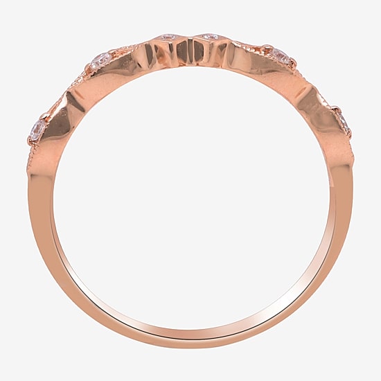 Limited Quantities! Womens 2MM Diamond Accent Natural White Diamond 14K Rose Gold Band