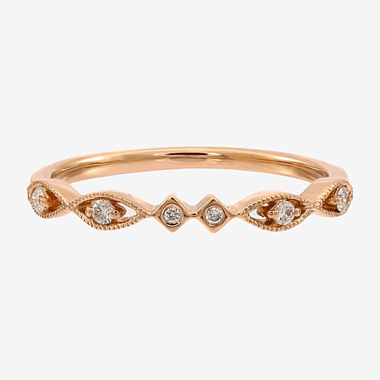 Limited Quantities! Womens 2MM Diamond Accent Natural White Diamond 14K Rose Gold Band
