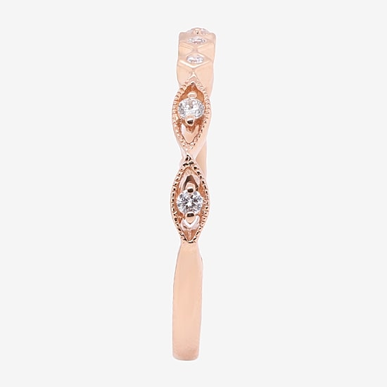 Limited Quantities! Womens 2MM Diamond Accent Natural White Diamond 14K Rose Gold Band