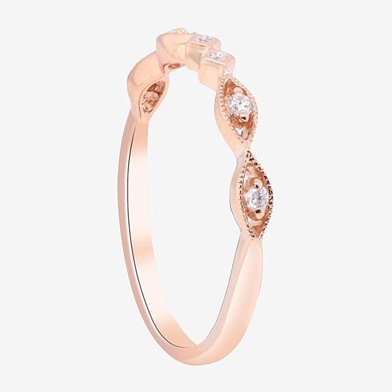Limited Quantities! Womens 2MM Diamond Accent Natural White Diamond 14K Rose Gold Band