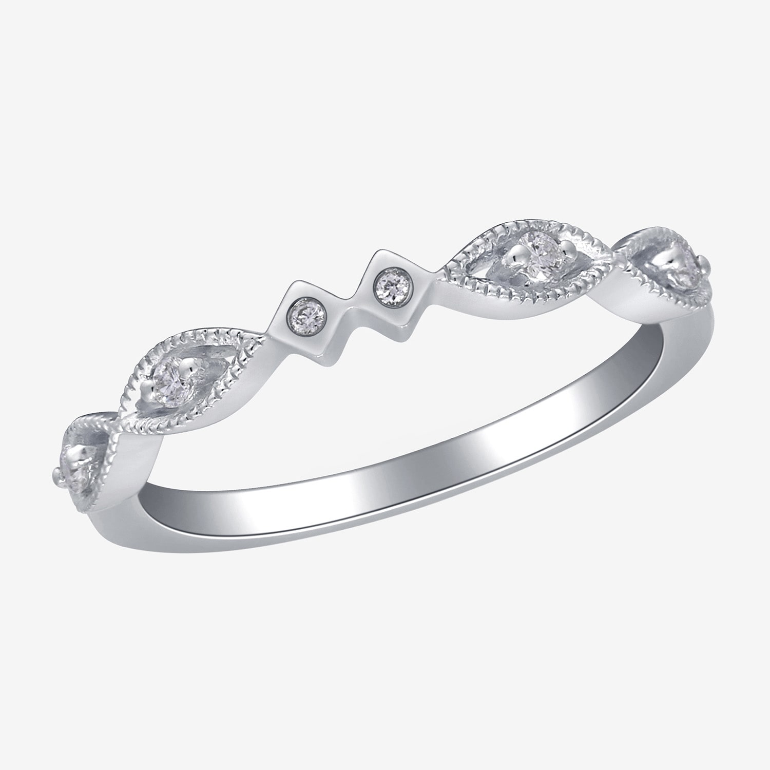 Limited Quantities! Womens 2MM Diamond Accent Natural White Diamond 14K White Gold Band