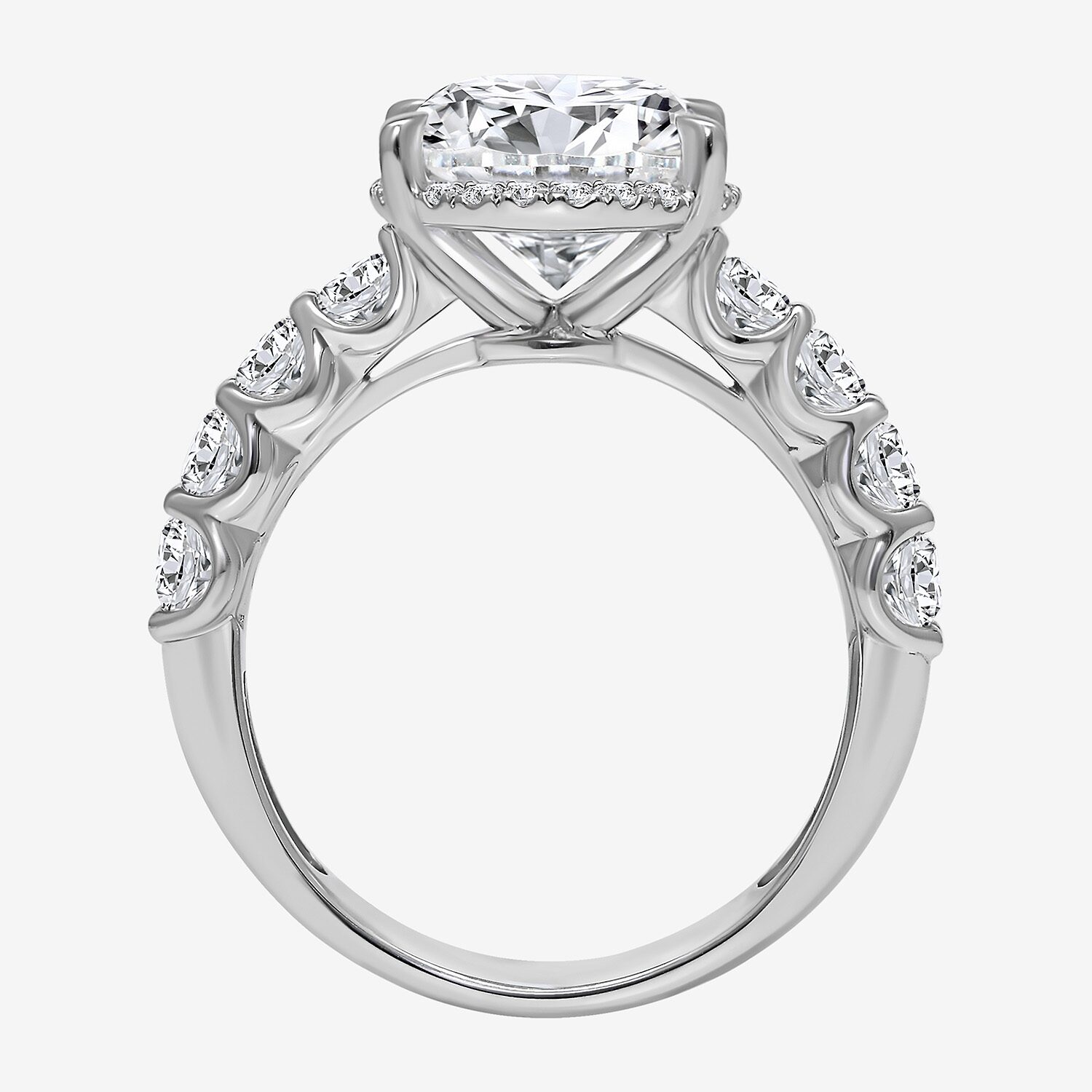 Signature By Modern Bride (I / Si2) Womens 5 CT. T.W. Lab Grown White Diamond 14K Gold Oval Side Stone Halo Engagement Ring