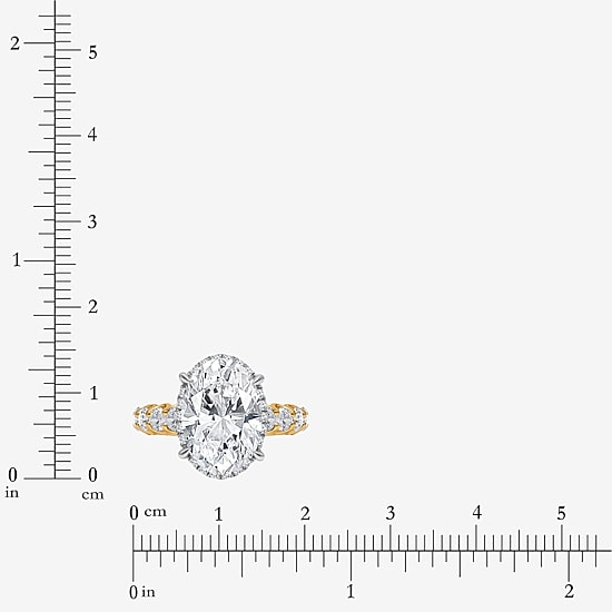 Signature By Modern Bride (I / Si2) Womens 5 CT. T.W. Lab Grown White Diamond 14K Gold Oval Side Stone Halo Engagement Ring