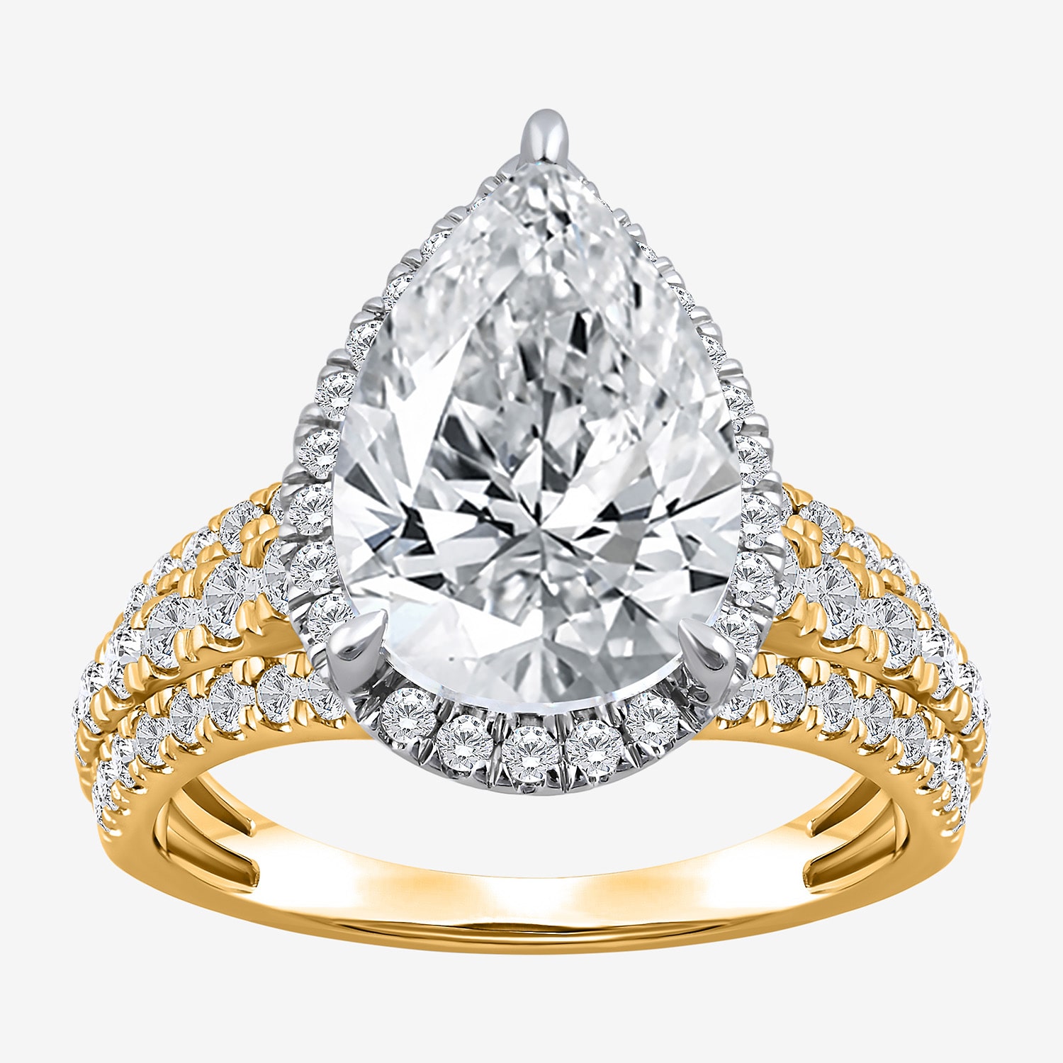 Signature By Modern Bride (I / Si2) Womens 5 CT. T.W. Lab Grown White Diamond 14K Gold Pear Side Stone Halo Engagement Ring