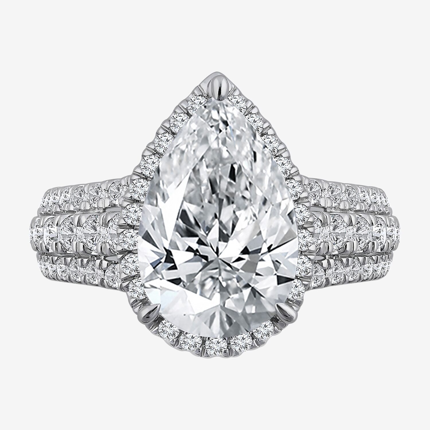 Signature By Modern Bride (I / Si2) Womens 5 CT. T.W. Lab Grown White Diamond 14K Gold Pear Side Stone Halo Engagement Ring