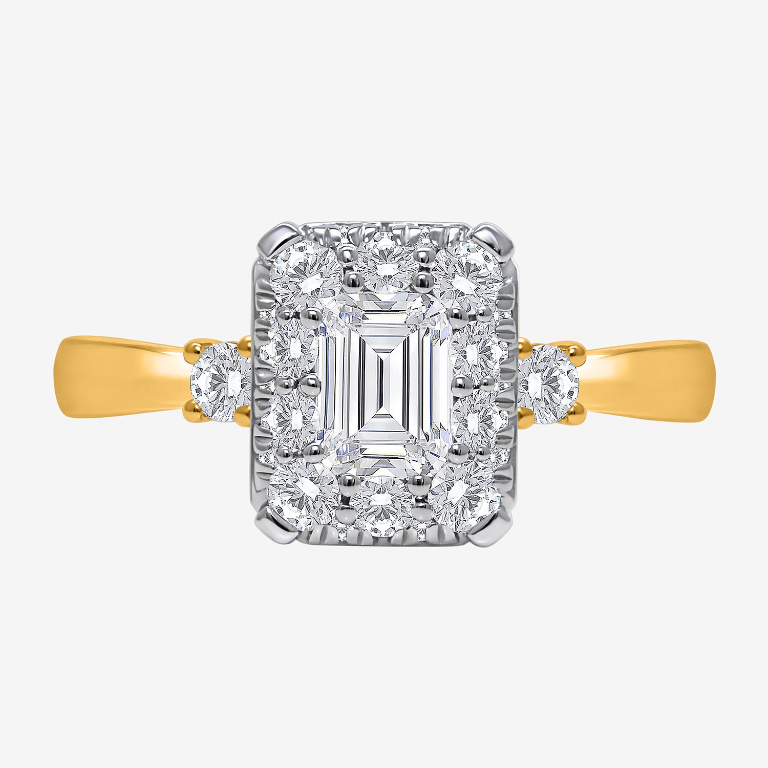 (I / Si2) Womens 1 CT. T.W. Lab Grown White Diamond 14K Gold Over Silver Side Stone Engagement Ring