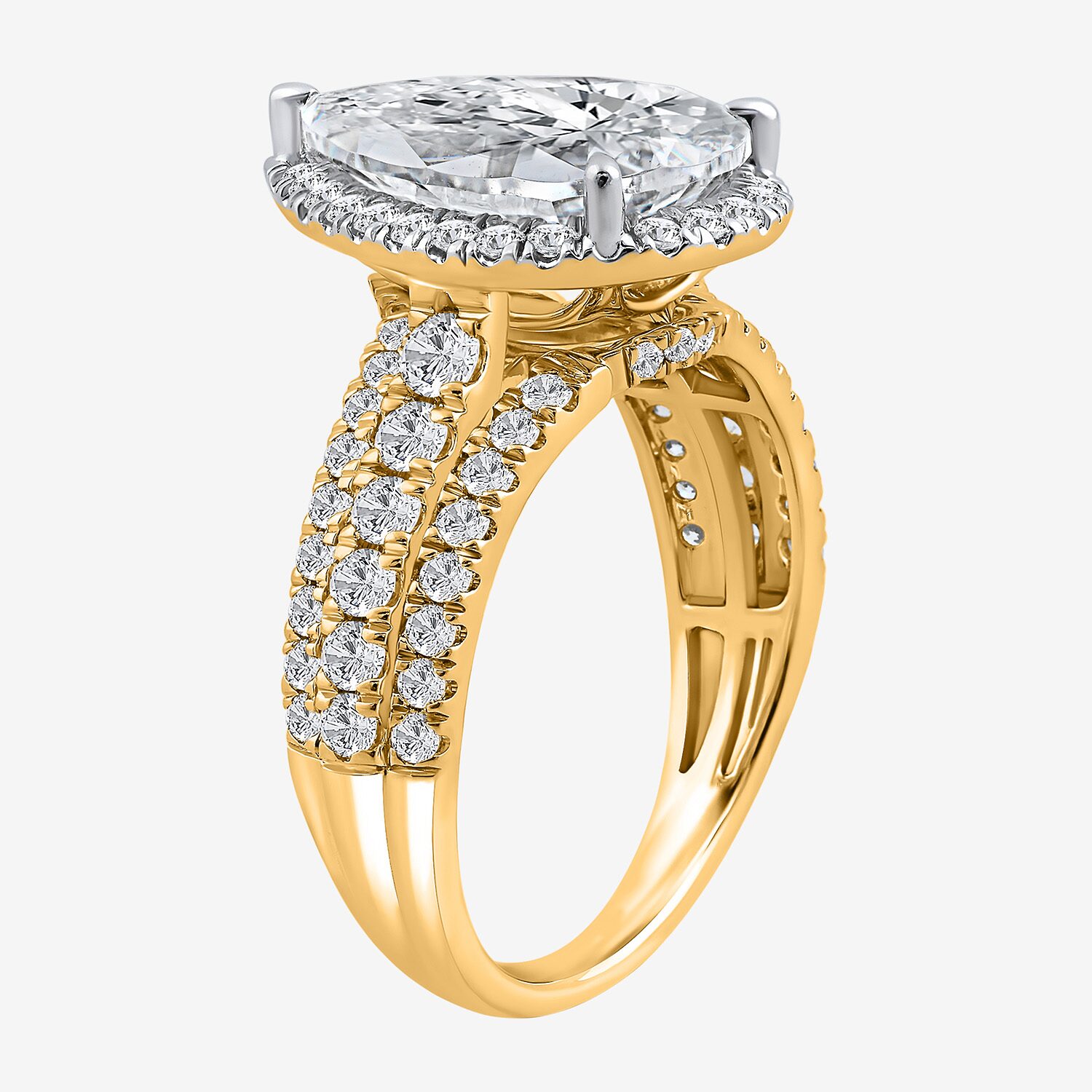Signature By Modern Bride (I / Si2) Womens 5 CT. T.W. Lab Grown White Diamond 14K Gold Pear Side Stone Halo Engagement Ring