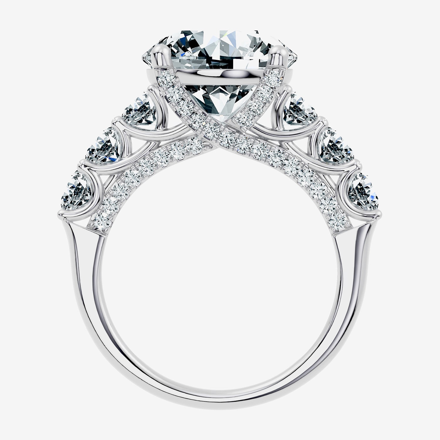 Signature By Modern Bride (F / Vs2-Si1) Womens 6 1/2 Ct. T.W. Lab Grown White Diamond 10K Gold Round Side Stone Engagement Ring