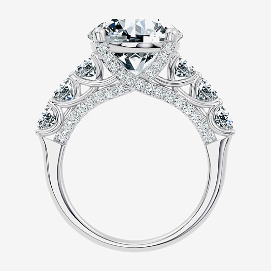 Signature By Modern Bride (F / Vs2-Si1) Womens 6 1/2 Ct. T.W. Lab Grown White Diamond 10K Gold Round Side Stone Engagement Ring