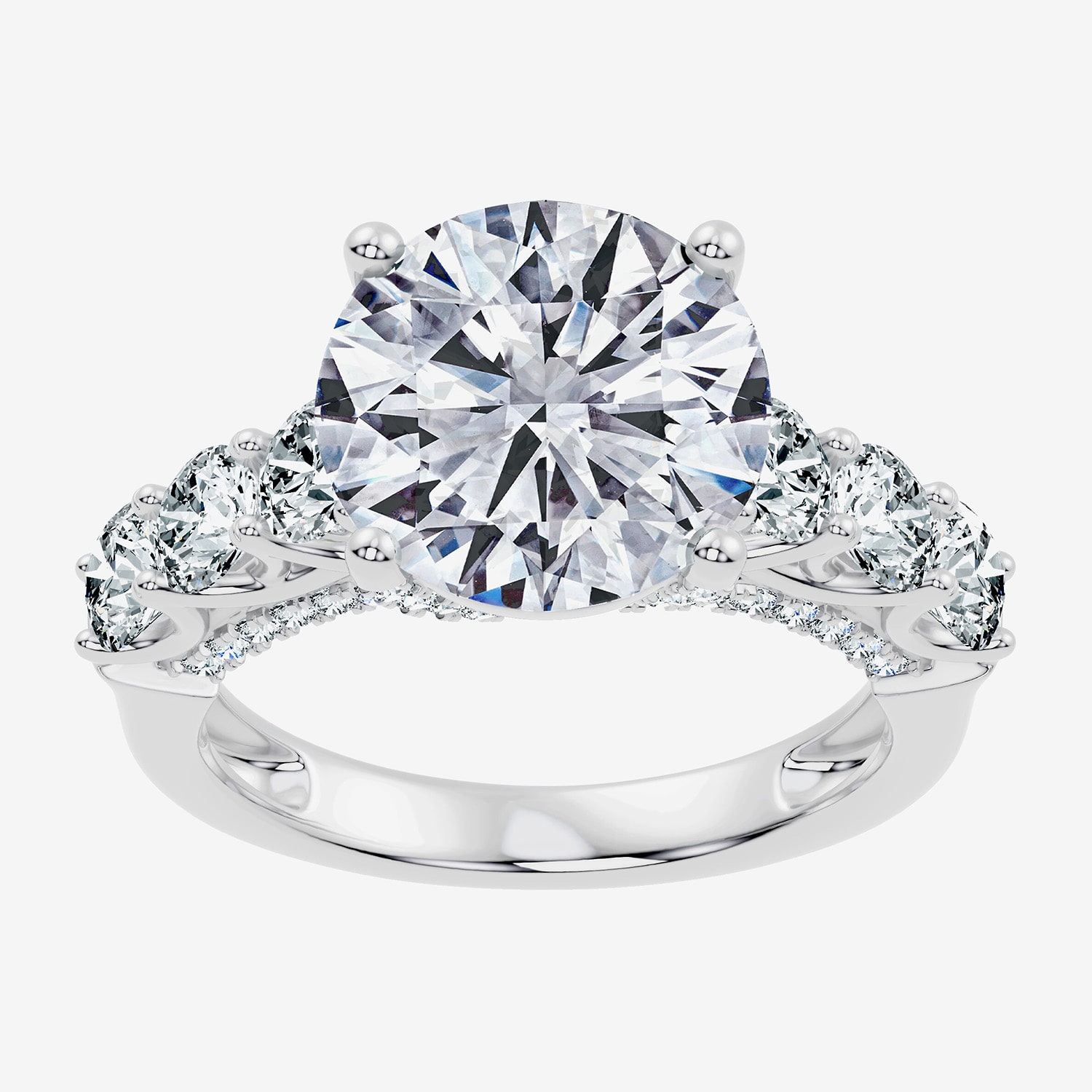 Signature By Modern Bride (F / Vs2-Si1) Womens 6 1/2 Ct. T.W. Lab Grown White Diamond 10K Gold Round Side Stone Engagement Ring