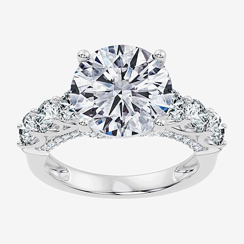 Signature By Modern Bride (F / Vs2-Si1) Womens 6 1/2 Ct. T.W. Lab Grown White Diamond 10K Gold Round Side Stone Engagement Ring, 9, White