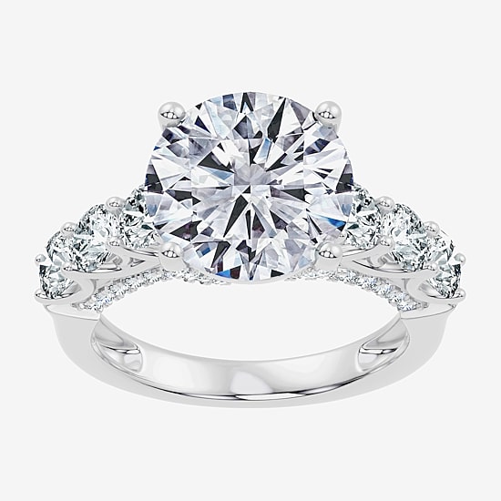 Signature By Modern Bride (F / Vs2-Si1) Womens 6 1/2 Ct. T.W. Lab Grown White Diamond 10K Gold Round Side Stone Engagement Ring
