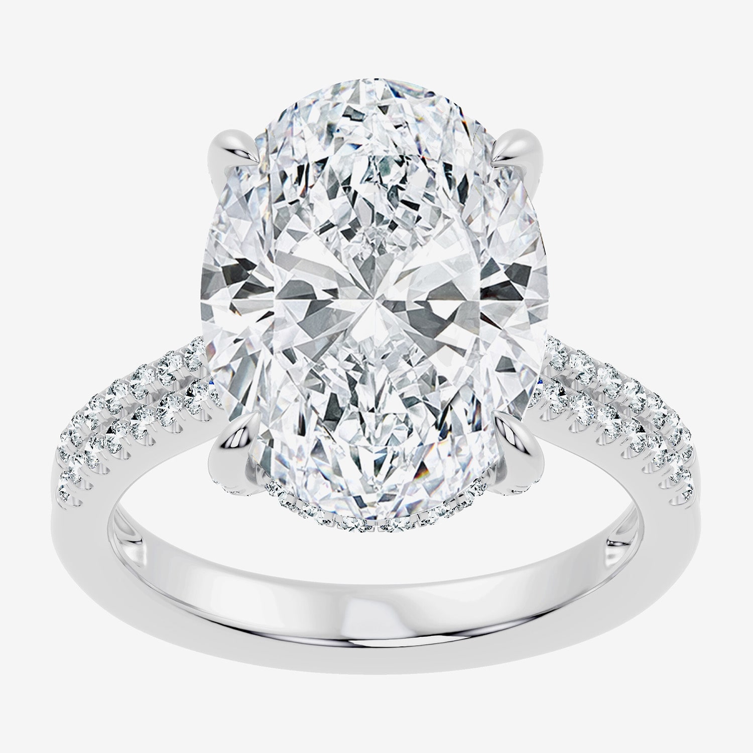 Signature By Modern Bride (G / Vs2-Si1) Womens 8 1/2 Ct. T.W. Lab Grown White Diamond 14K Gold Oval Side Stone Engagement Ring