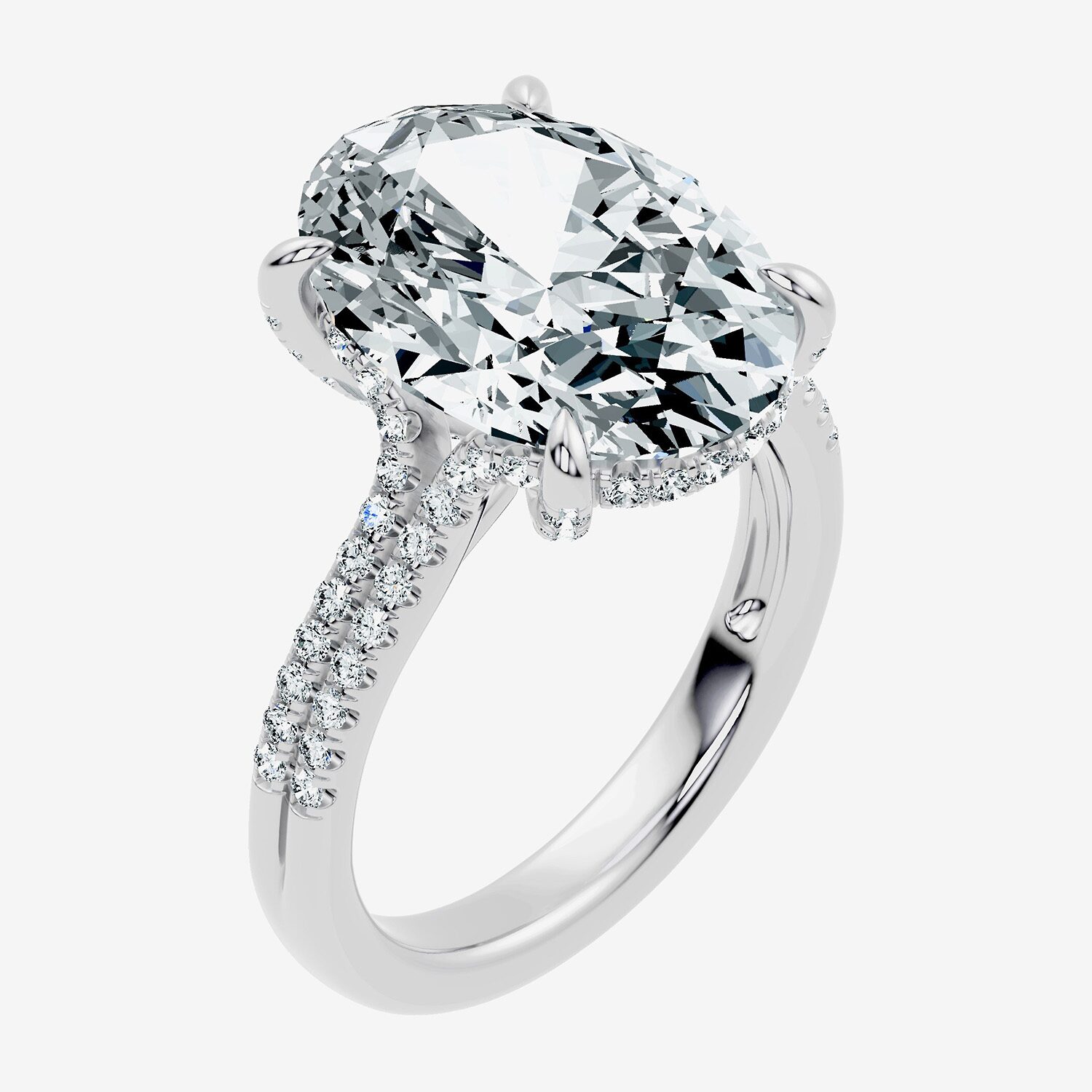 Signature By Modern Bride (G / Vs2-Si1) Womens 8 1/2 Ct. T.W. Lab Grown White Diamond 14K Gold Oval Side Stone Engagement Ring