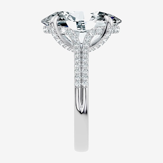 Signature By Modern Bride (G / Vs2-Si1) Womens 8 1/2 Ct. T.W. Lab Grown White Diamond 14K Gold Oval Side Stone Engagement Ring