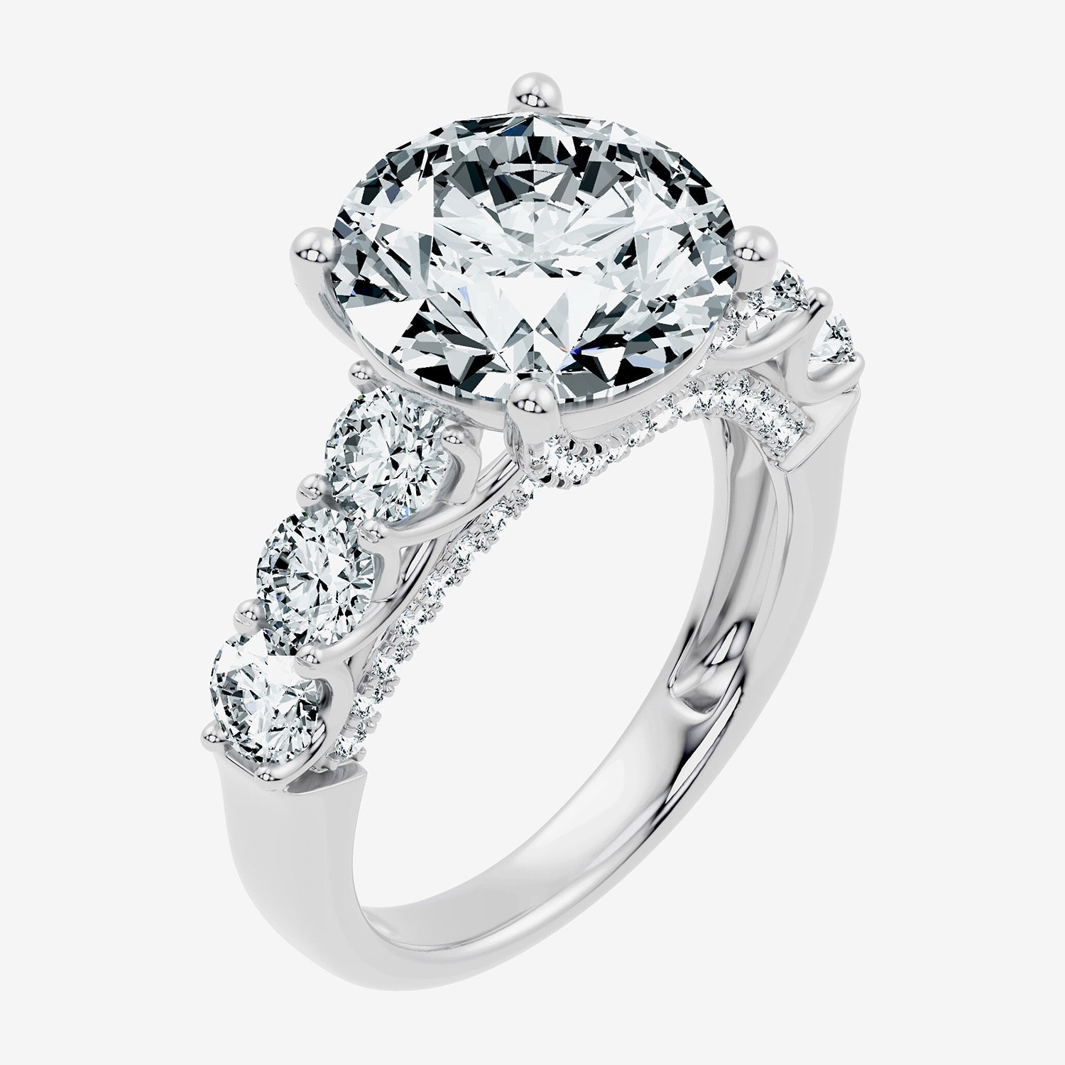 Signature By Modern Bride (F / Vs2-Si1) Womens 6 1/2 Ct. T.W. Lab Grown White Diamond 10K Gold Round Side Stone Engagement Ring