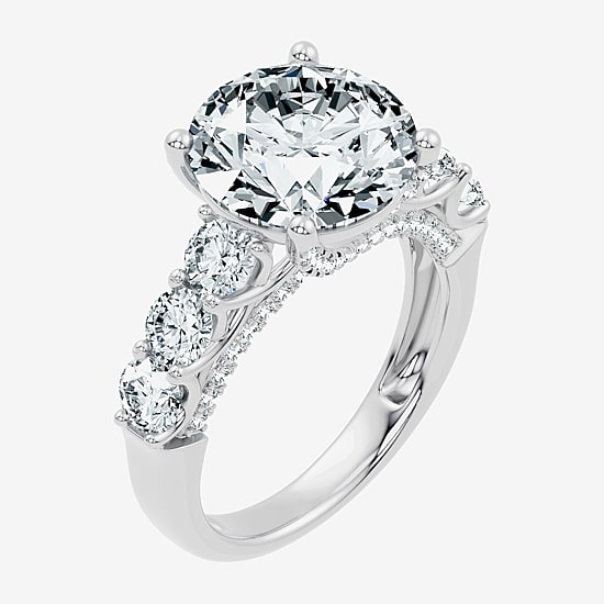 Signature By Modern Bride (F / Vs2-Si1) Womens 6 1/2 Ct. T.W. Lab Grown White Diamond 10K Gold Round Side Stone Engagement Ring