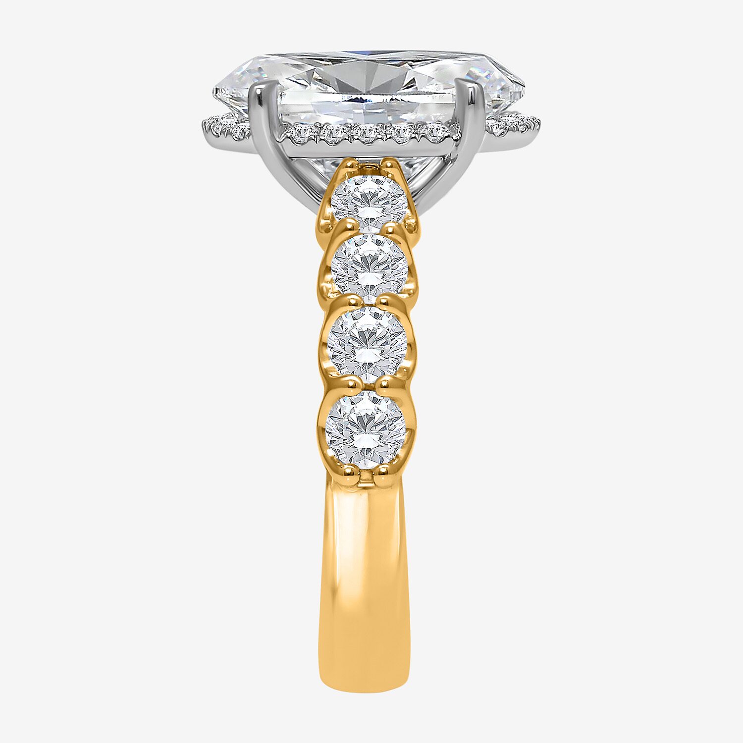 Signature By Modern Bride (I / Si2) Womens 5 CT. T.W. Lab Grown White Diamond 14K Gold Oval Side Stone Halo Engagement Ring