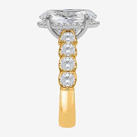 Signature By Modern Bride (I / Si2) Womens 5 CT. T.W. Lab Grown White Diamond 14K Gold Oval Side Stone Halo Engagement Ring