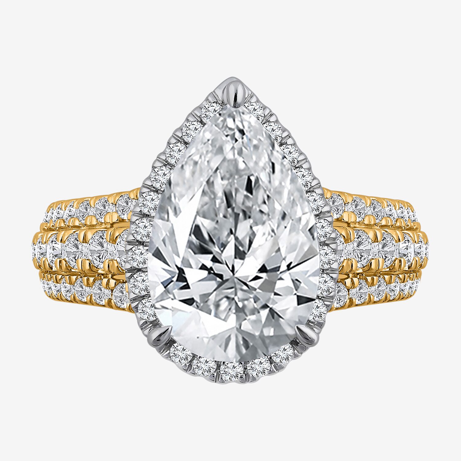 Signature By Modern Bride (I / Si2) Womens 5 CT. T.W. Lab Grown White Diamond 14K Gold Pear Side Stone Halo Engagement Ring