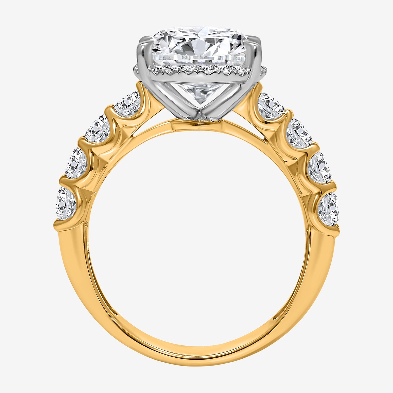 Signature By Modern Bride (I / Si2) Womens 5 CT. T.W. Lab Grown White Diamond 14K Gold Oval Side Stone Halo Engagement Ring
