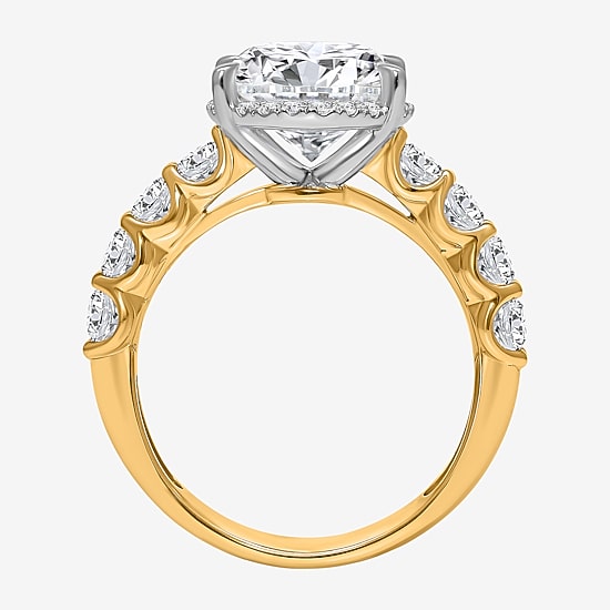 Signature By Modern Bride (I / Si2) Womens 5 CT. T.W. Lab Grown White Diamond 14K Gold Oval Side Stone Halo Engagement Ring