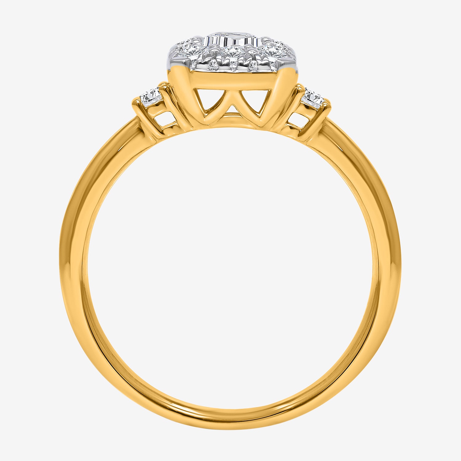 (I / Si2) Womens 1 CT. T.W. Lab Grown White Diamond 14K Gold Over Silver Side Stone Engagement Ring