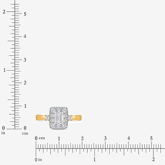 (I / Si2) Womens 1 CT. T.W. Lab Grown White Diamond 14K Gold Over Silver Side Stone Engagement Ring