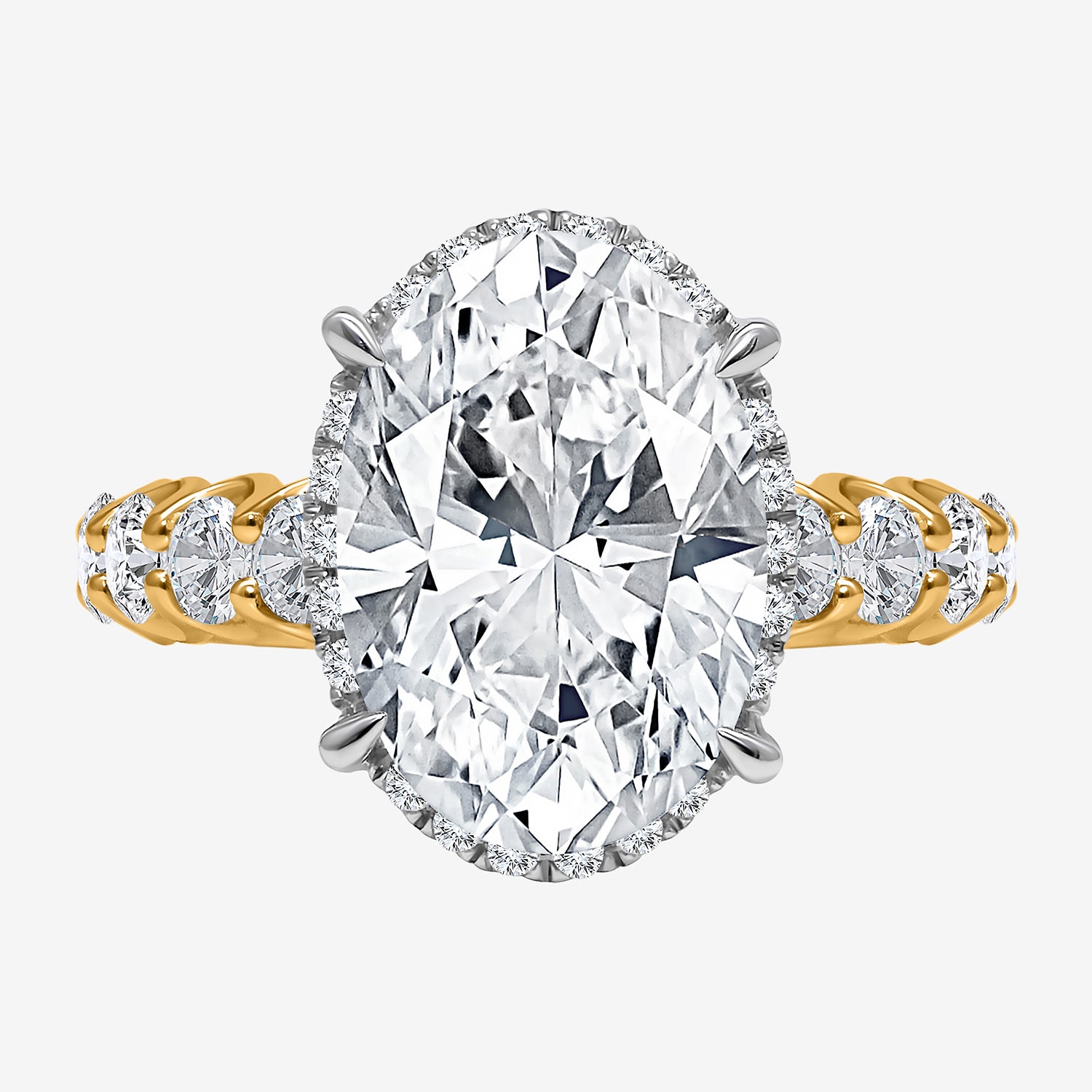 Signature By Modern Bride (I / Si2) Womens 5 CT. T.W. Lab Grown White Diamond 14K Gold Oval Side Stone Halo Engagement Ring