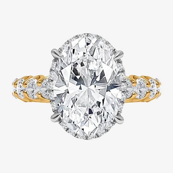 Signature By Modern Bride (I / Si2) Womens 5 CT. T.W. Lab Grown White Diamond 14K Gold Oval Side Stone Halo Engagement Ring