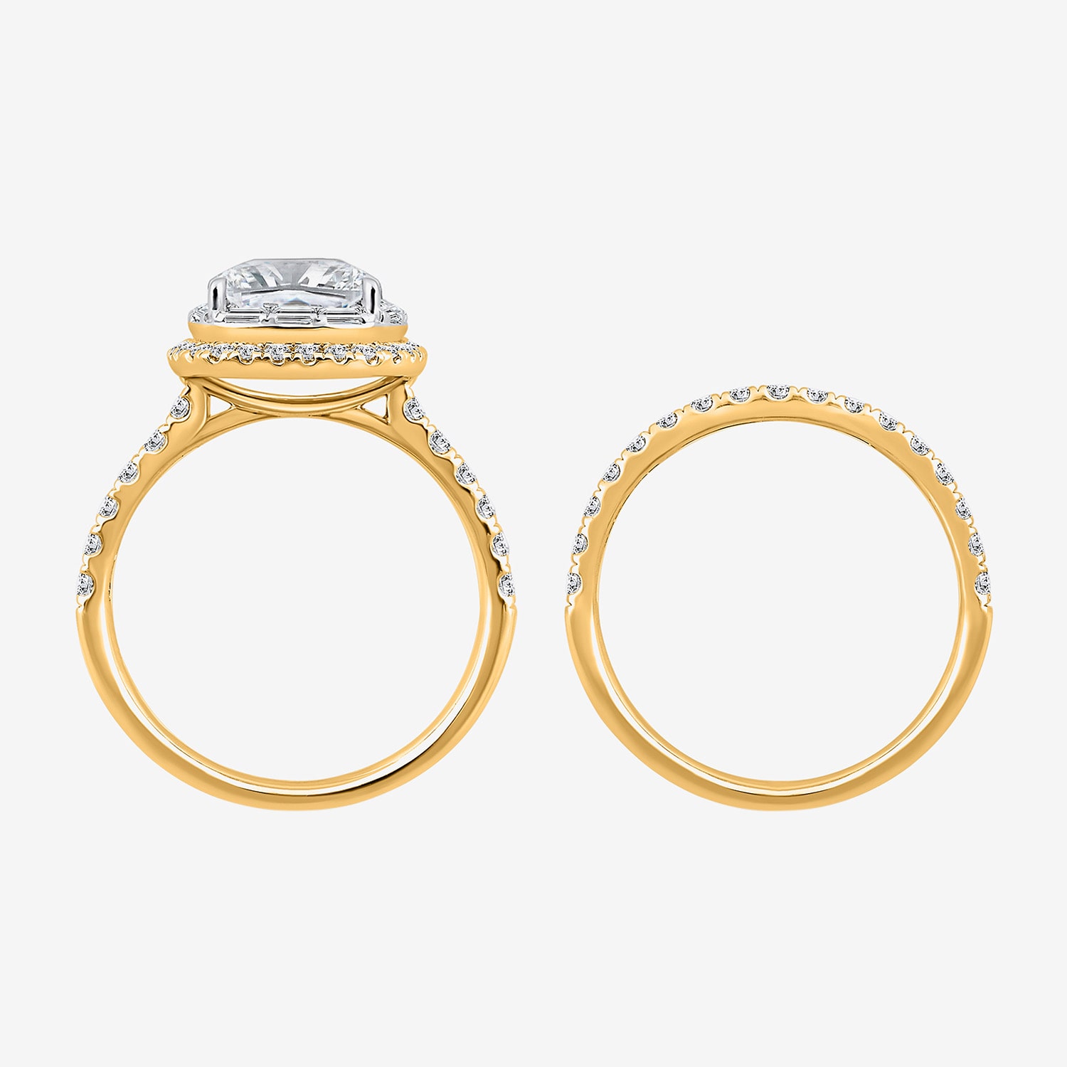 Signature By Modern Bride (I / Si2) Womens 5 CT. T.W. Lab Grown White Diamond 14K Gold Cushion Side Stone Halo Bridal Set