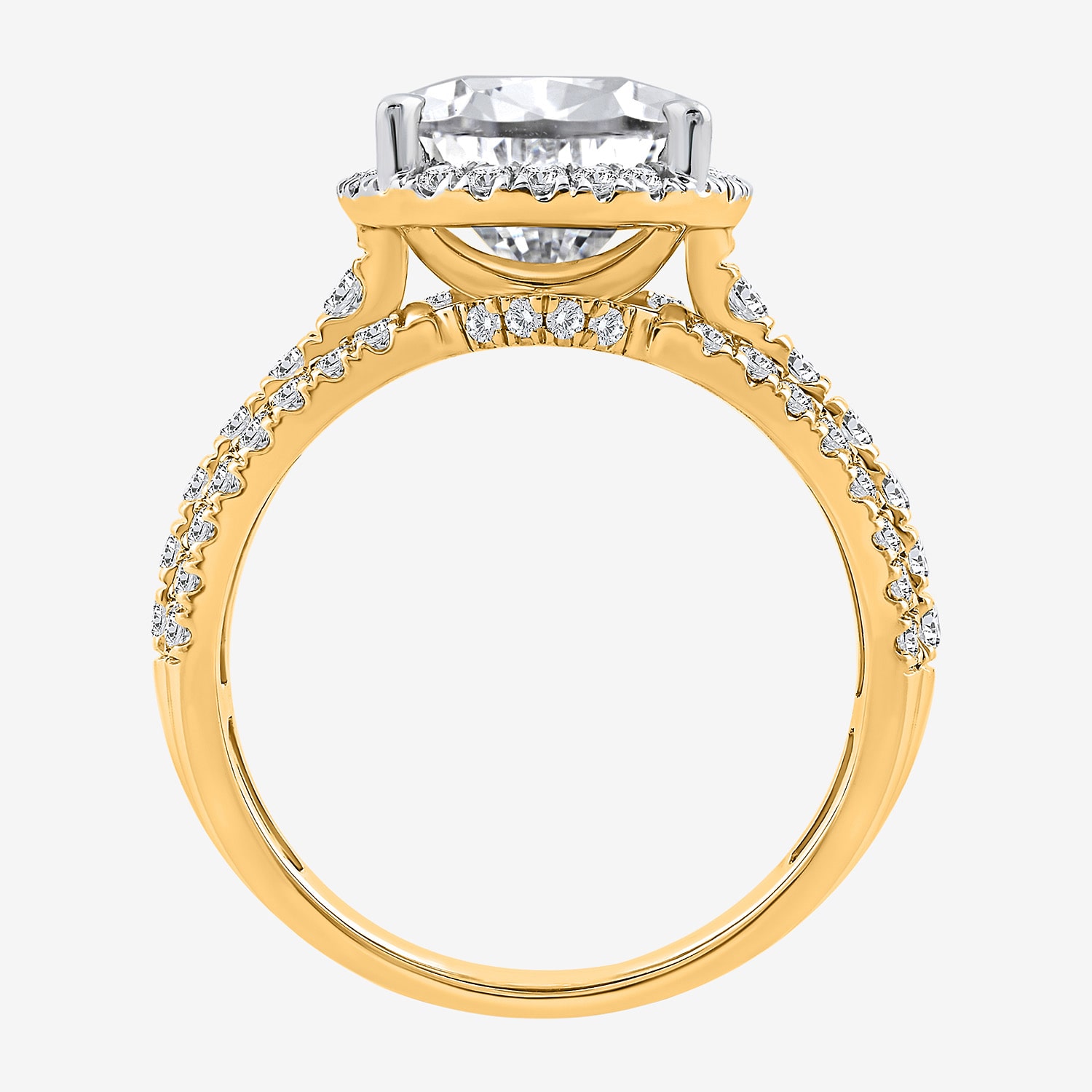 Signature By Modern Bride (I / Si2) Womens 5 CT. T.W. Lab Grown White Diamond 14K Gold Pear Side Stone Halo Engagement Ring