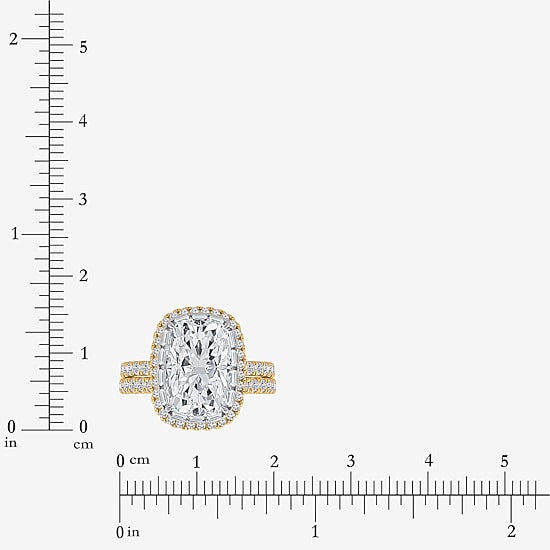 Signature By Modern Bride (I / Si2) Womens 5 CT. T.W. Lab Grown White Diamond 14K Gold Cushion Side Stone Halo Bridal Set