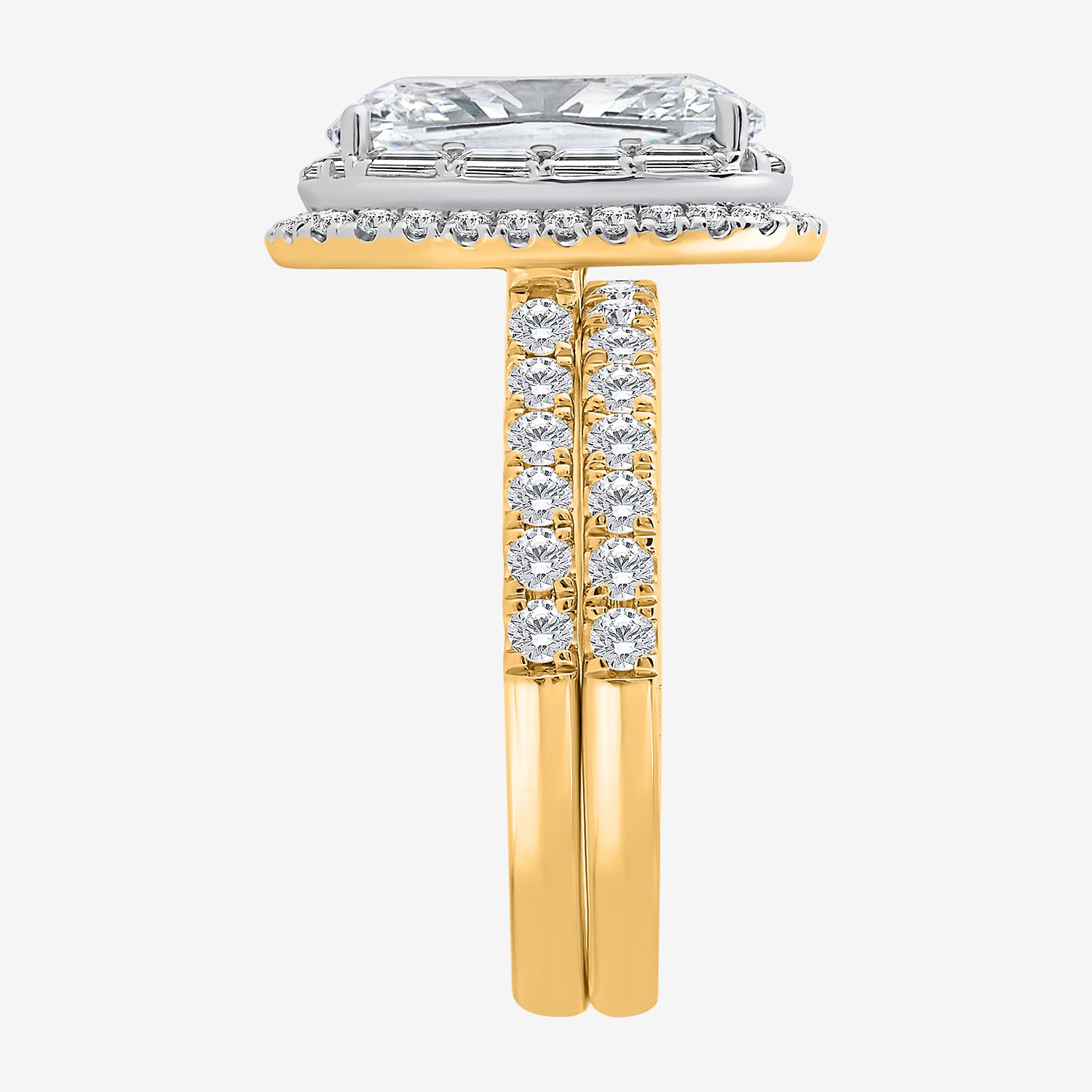 Signature By Modern Bride (I / Si2) Womens 5 CT. T.W. Lab Grown White Diamond 14K Gold Cushion Side Stone Halo Bridal Set