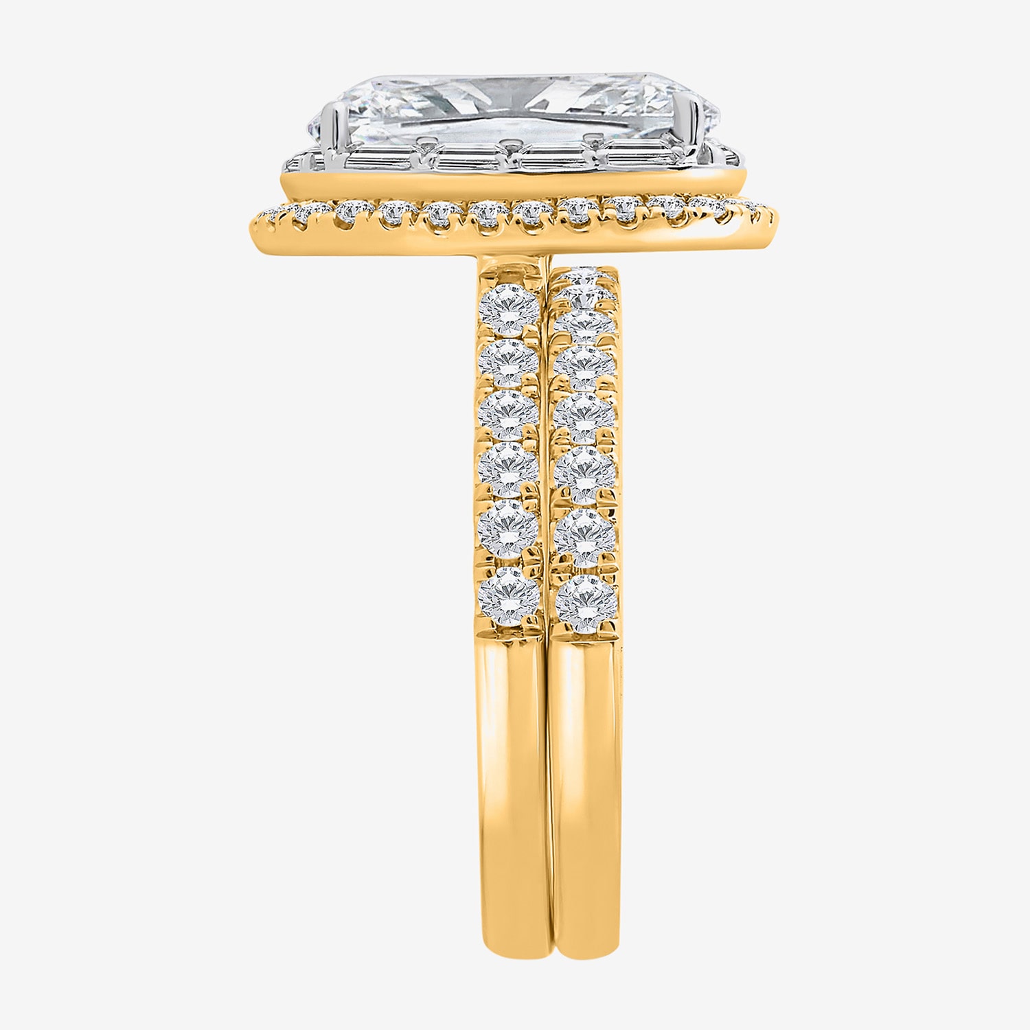 Signature By Modern Bride (I / Si2) Womens 5 CT. T.W. Lab Grown White Diamond 14K Gold Cushion Side Stone Halo Bridal Set