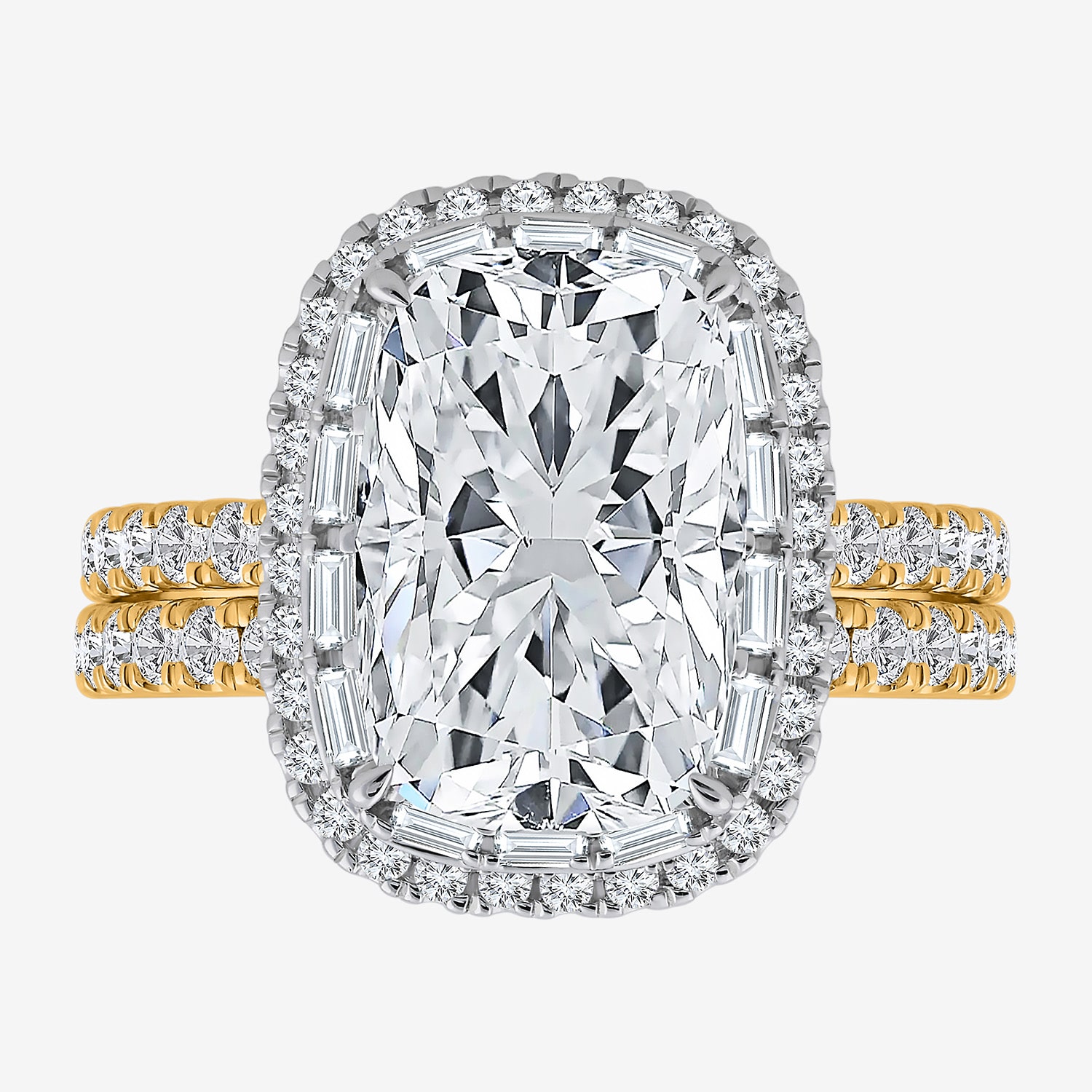 Signature By Modern Bride (I / Si2) Womens 5 CT. T.W. Lab Grown White Diamond 14K Gold Cushion Side Stone Halo Bridal Set