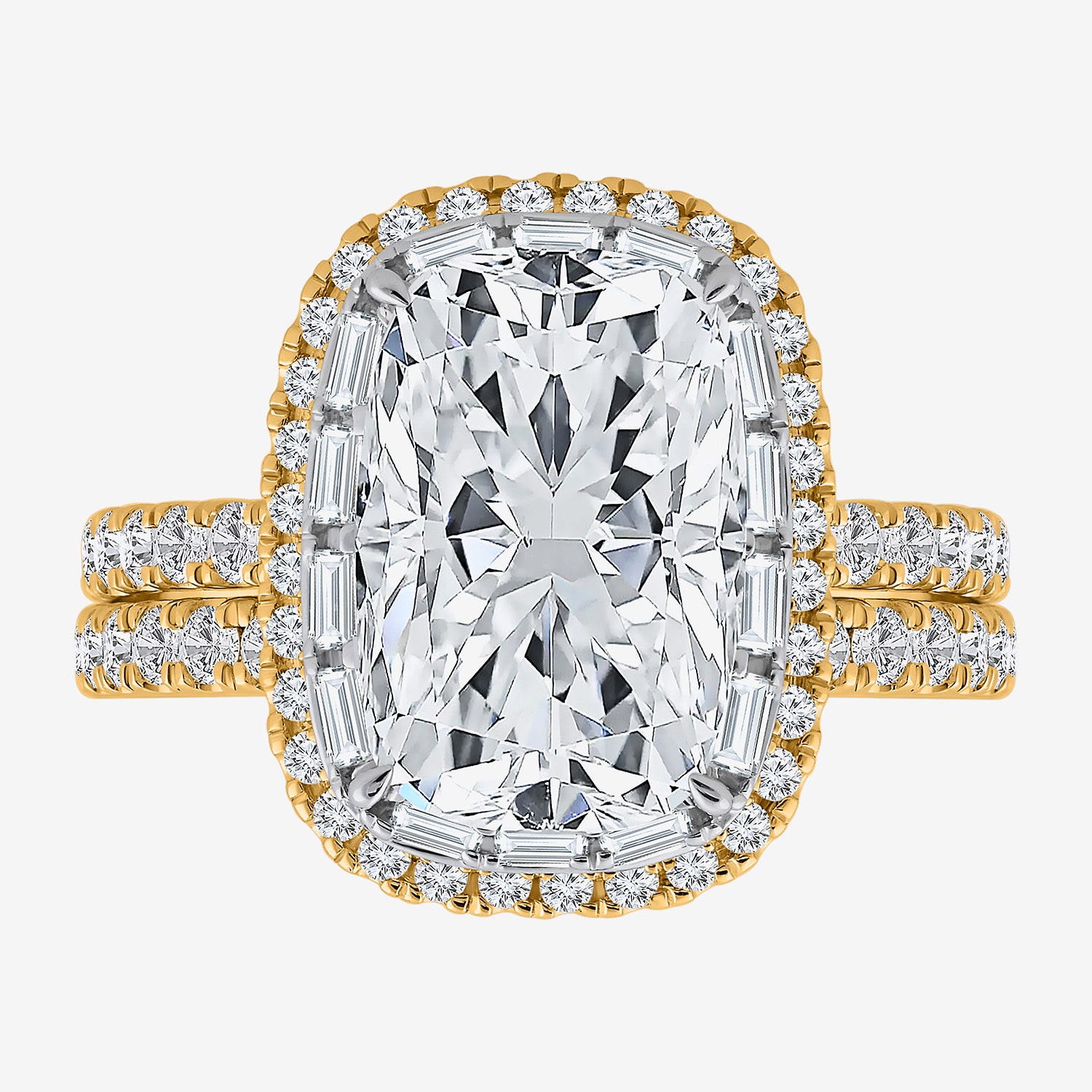 Signature By Modern Bride (I / Si2) Womens 5 CT. T.W. Lab Grown White Diamond 14K Gold Cushion Side Stone Halo Bridal Set