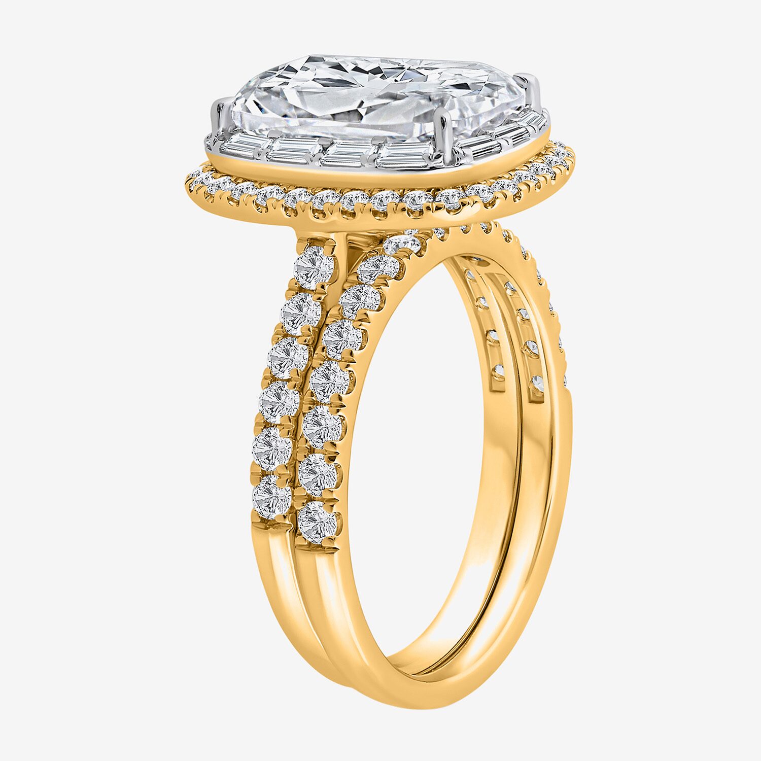 Signature By Modern Bride (I / Si2) Womens 5 CT. T.W. Lab Grown White Diamond 14K Gold Cushion Side Stone Halo Bridal Set