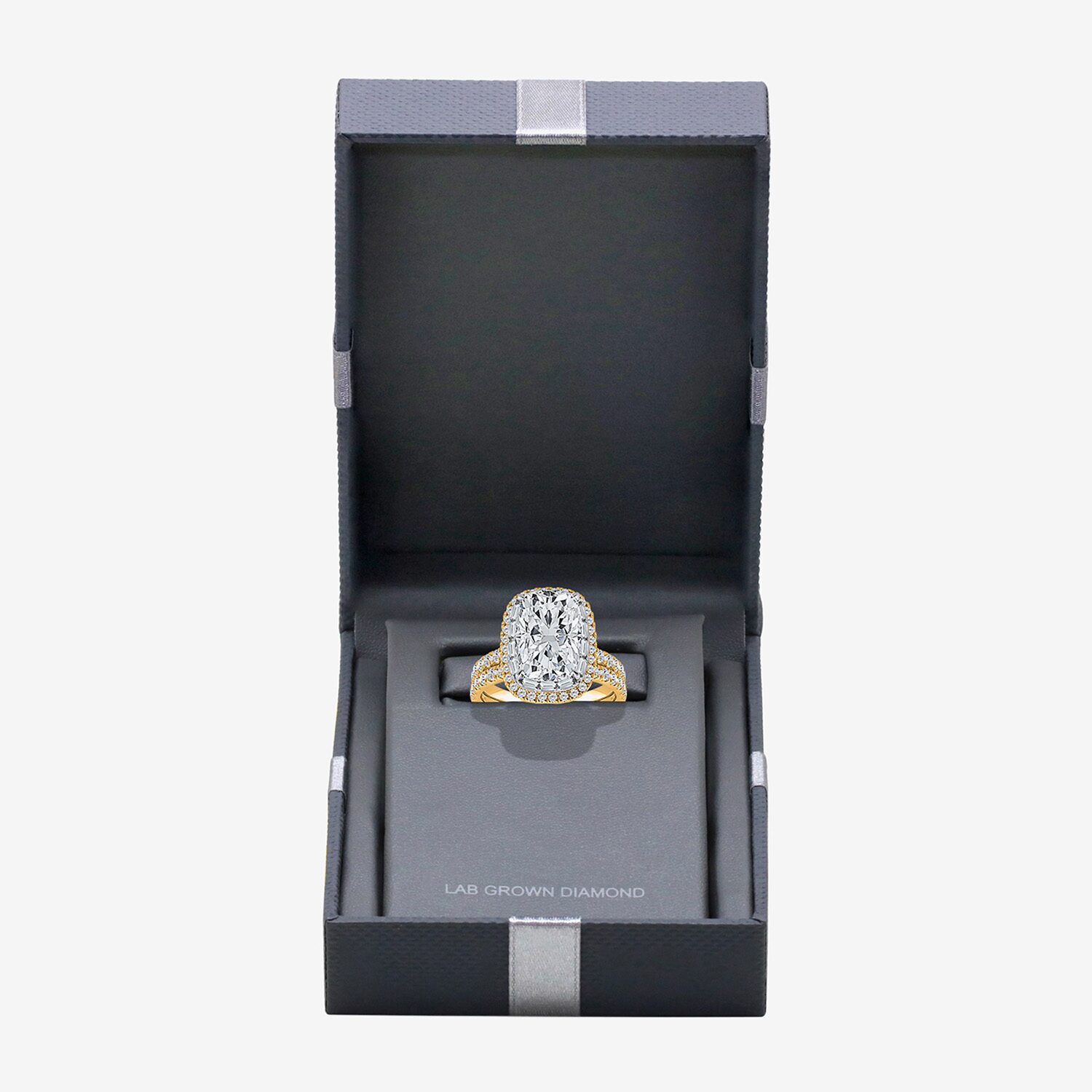 Signature By Modern Bride (I / Si2) Womens 5 CT. T.W. Lab Grown White Diamond 14K Gold Cushion Side Stone Halo Bridal Set