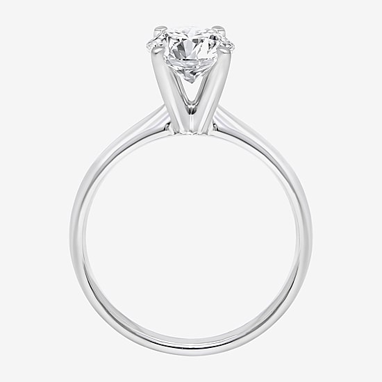 (I / I1) Womens 1 1/2 CT. Lab Grown White Diamond Sterling Silver Round Solitaire Engagement Ring