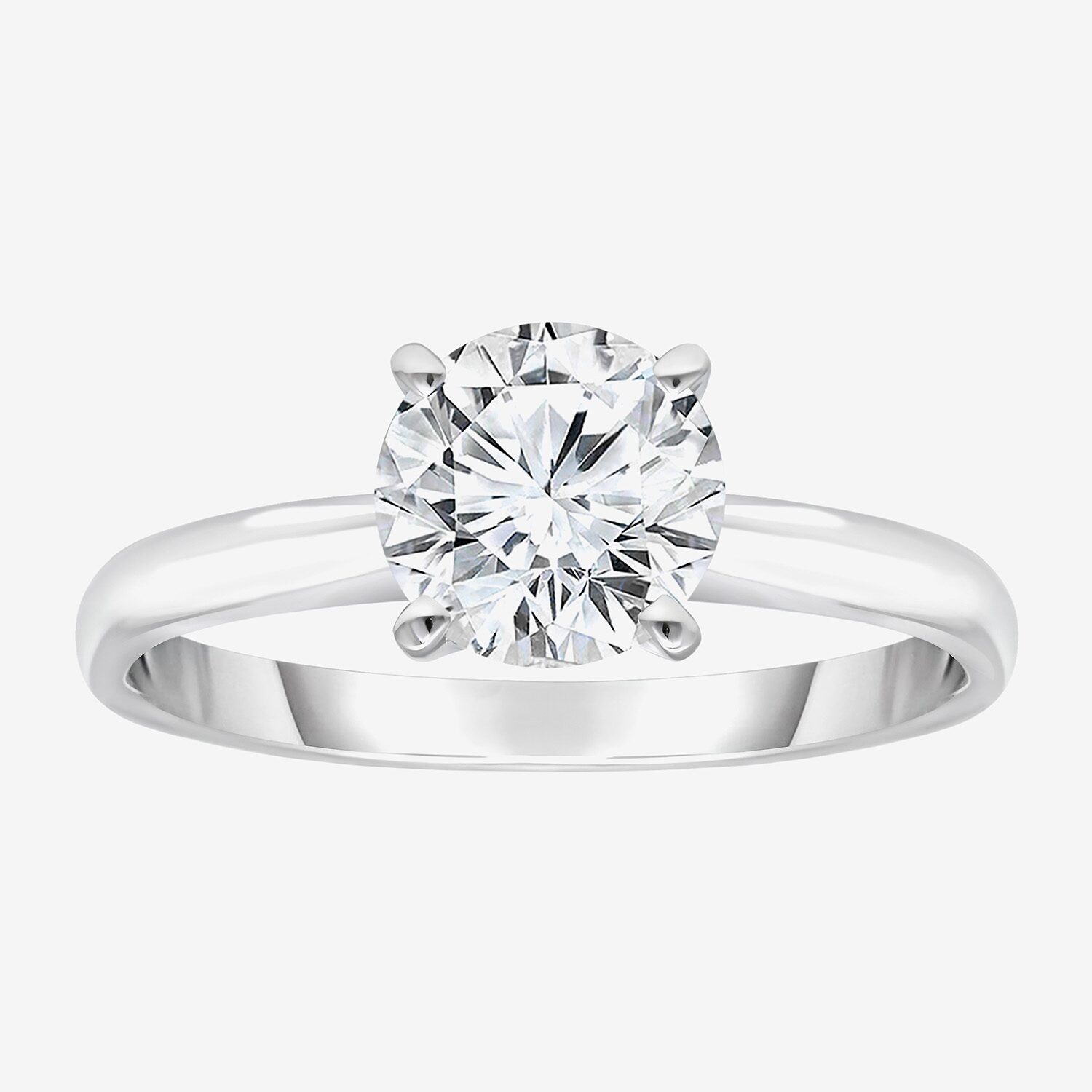 (I / I1) Womens 1 1/2 CT. Lab Grown White Diamond Sterling Silver Round Solitaire Engagement Ring
