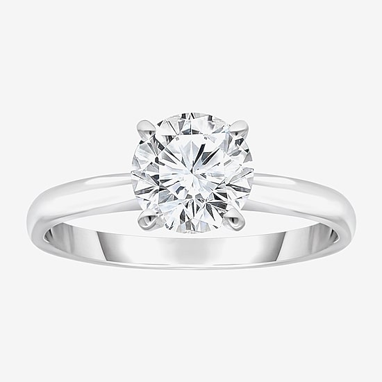 (I / I1) Womens 1 1/2 CT. Lab Grown White Diamond Sterling Silver Round Solitaire Engagement Ring