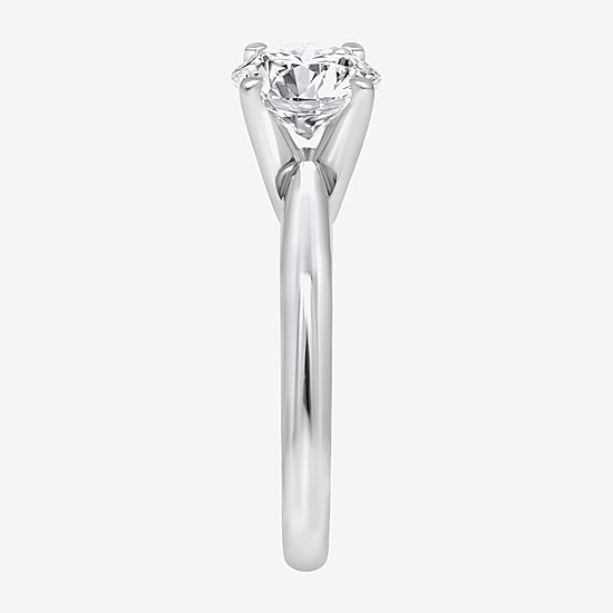 (I / I1) Womens 1 1/2 CT. Lab Grown White Diamond Sterling Silver Round Solitaire Engagement Ring