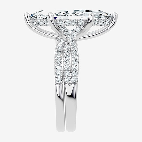 (F-G/ Vs2-Si1) Womens 6 1/2 Ct. T.W. Lab Grown White Diamond 10K Gold Marquise Side Stone Bridal Set