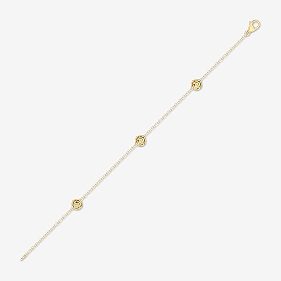 Enchanted Disney Fine Jewelry Belle Womens 14K Gold Over Silver 7 Inch Herringbone Beauty and the Beast Belle Princess Chain Bracelet