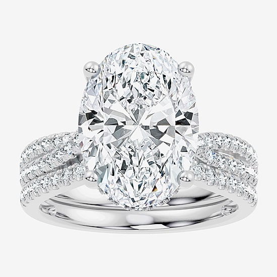 (F-G/ Vs2-Si1) Womens 6 1/2 Ct. T.W. Lab Grown White Diamond 10K Gold Round Side Stone Bridal Set